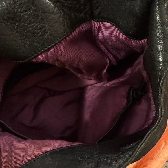 Isabella Fiore Black Bag with Purple, white  and Gold Embroidered Design - Picture 7 of 13